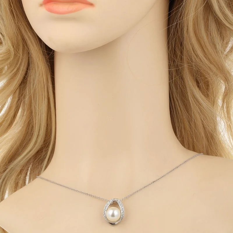 Ожерелье женское из искусственного жемчуга кулон в форме глаза колье белого