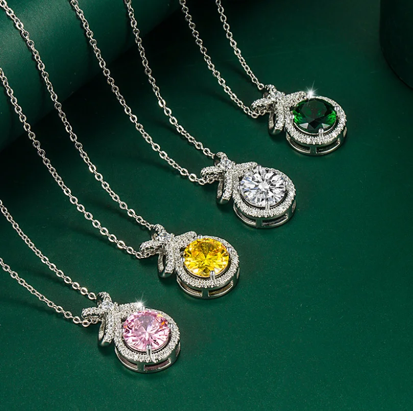 

ANGLANG Luxury Pendant Necklace Bridal Wedding Shiny CZ Stone Romantic Gift Elegant Fashion Necklace Jewelry for Women