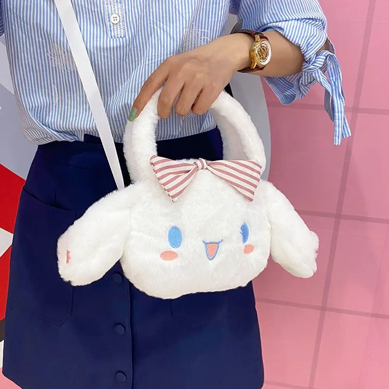 

Sanrio Kawaii Kuromi Cinnamoroll Plush Bag Girl Heart Cute Cartoon My Melody Carrying Crossbody Bag Comfortable Children Gifts