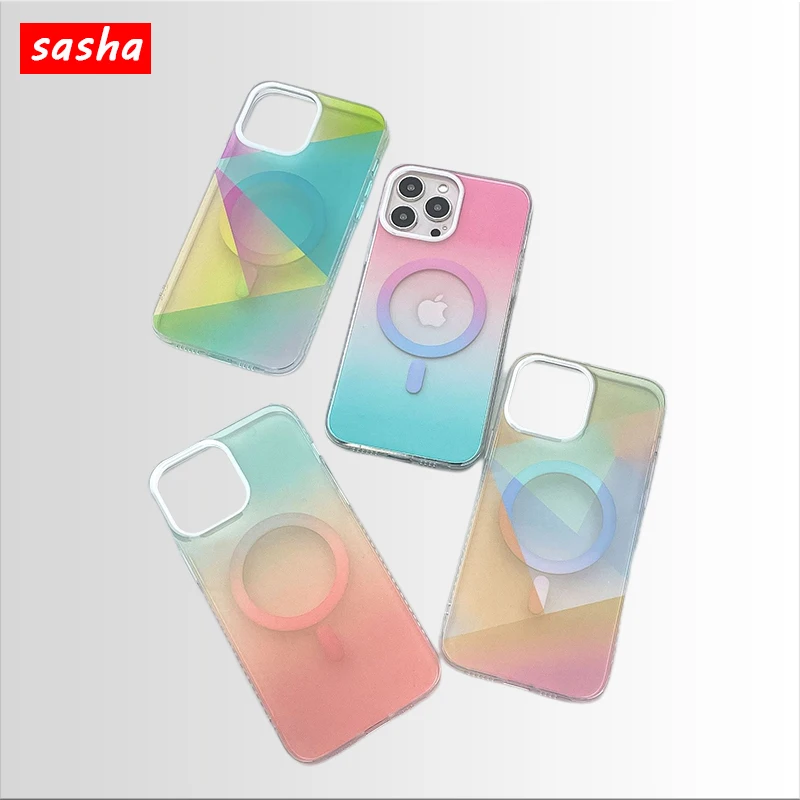 

Gradient Phone Case iPhone11 12 13 14 Pro Max Case iPhone14 Pro Max Cover Magsafe Magnetic Wireless Charging Anti-drop Covers