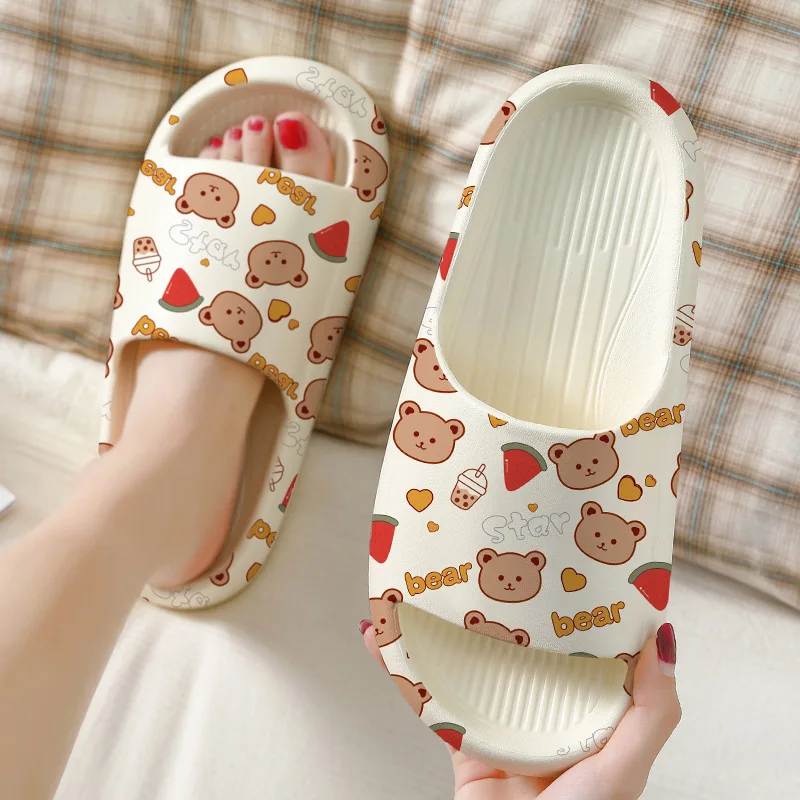 

2022 Graffiti Women Slippers Summer Slide Cartoon Shoes EVA Outdoor Women Slides Soft Thick Soled Non-slip Indoor Home Slippers