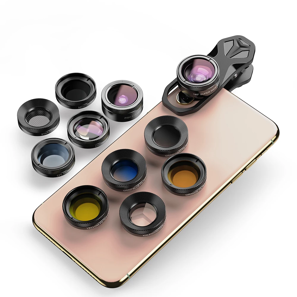 APEXEL HD Multi-Function 10IN1 11IN1 Phones Camera Lens Kits Macro Wide Angle Telephoto With CPL Star Filter For iPhone Samsung