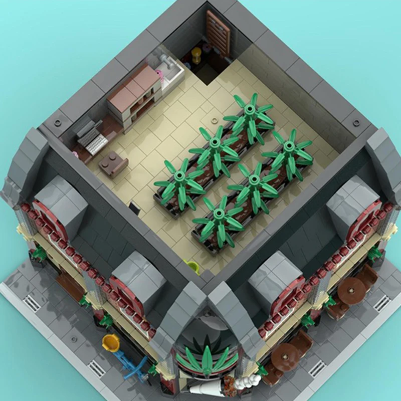 3113 деталей MOC Модульные здания: Кофейня в Амстердаме, угловая модульная модель, строительные блоки, креативный 3D-поделка своими руками, идея для подарка на день рождения. (art.: 3920dcdcbc7b9) - 3920dcdcbc7b9