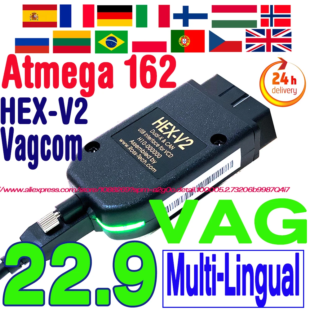 

Newest 2022 V22.9 VAG Scanner VAG Tool SCDSV2 VAG COM Cable OBD2 Diagnostic Cable Multi-Language OBD2 Scanner HEX V2 VAGCOM