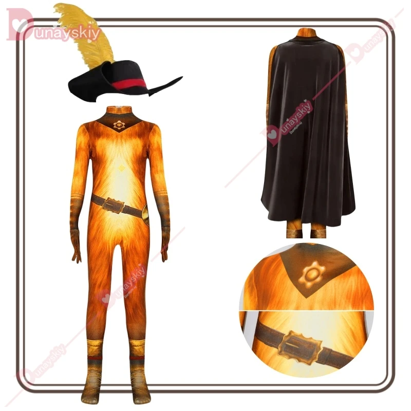 Костюм кота в ботинках для взрослых и детей боди косплея комбинезон унисекс