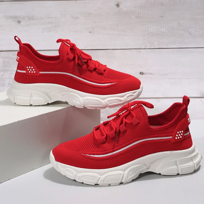 

Женская обувь, кроссовки для бега, Новинка лета 2023, сетчатая дышащая обувь на толстой подошве, увеличивающая рост, универсальная Студенческая обувь, летающие туфли