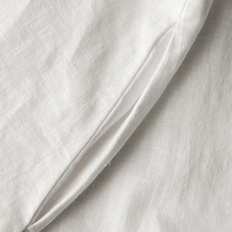 Женское льняное платье-майка с V-образным вырезом и карманами