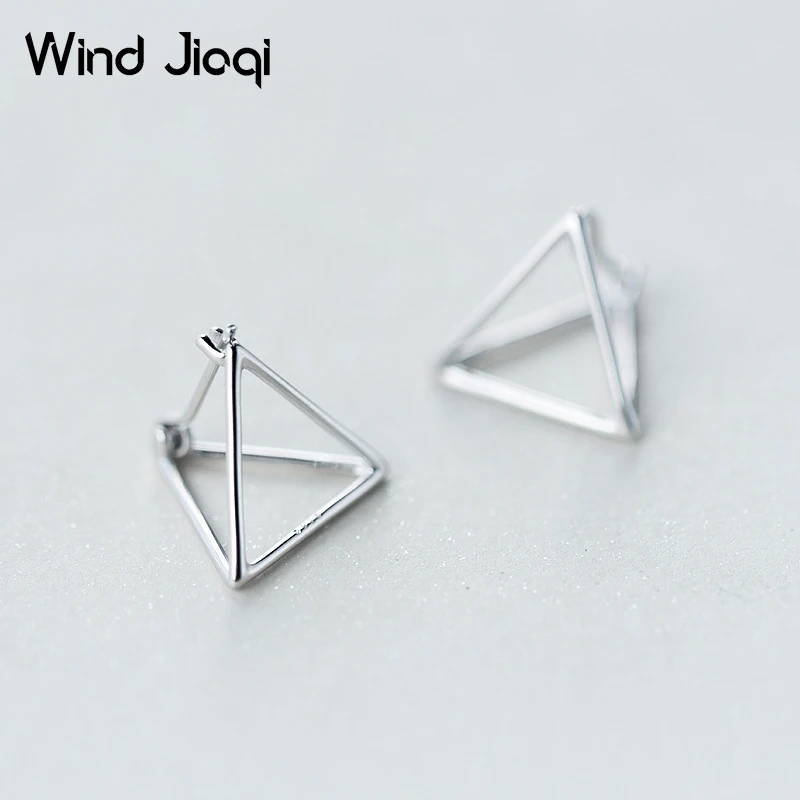 

Женские серьги-гвоздики из серебра 925 пробы, с трехмерной геометрической треугольной застежкой