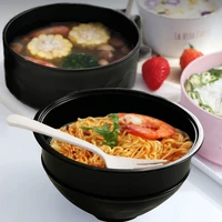 japanese style eco friendly wheat straw noodles bowl with lid and handle dinnerware set soup microwaveable salad rice bowl
