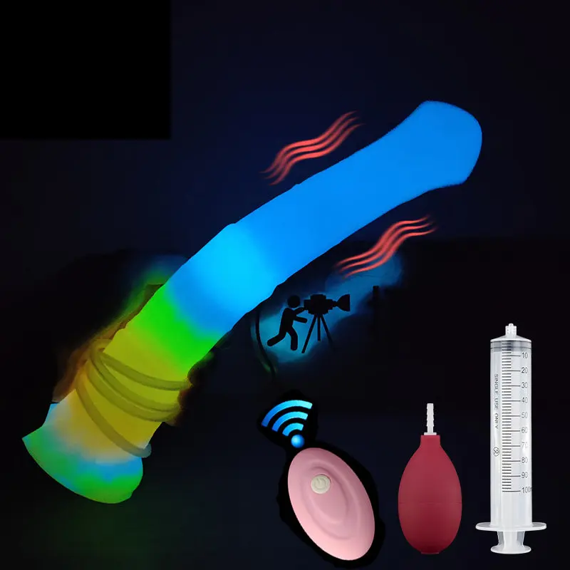 BDSM 11 Inch Horse Ejaculating Dildo Glowing In Dark Realistic Animal Penis 10 Modes Vibrators Dildos Soft Sex Toy For 18+