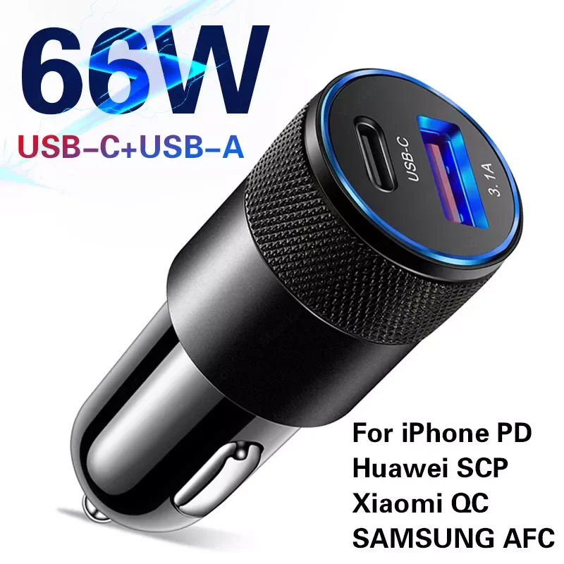 

66W PD Car Charger Type C Fast Charging Phone Adapter For iPhone 13 12 Pro Max Xiaomi Redmi Huawei Samsung S21 S22 Phone Charger