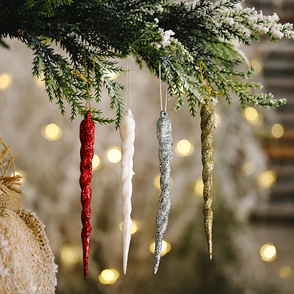 

13cm Christmas Simulation Ice Xmas Tree Hanging Ornament Fake Icicle Winter Party Christmas New Year Decoration Supplies