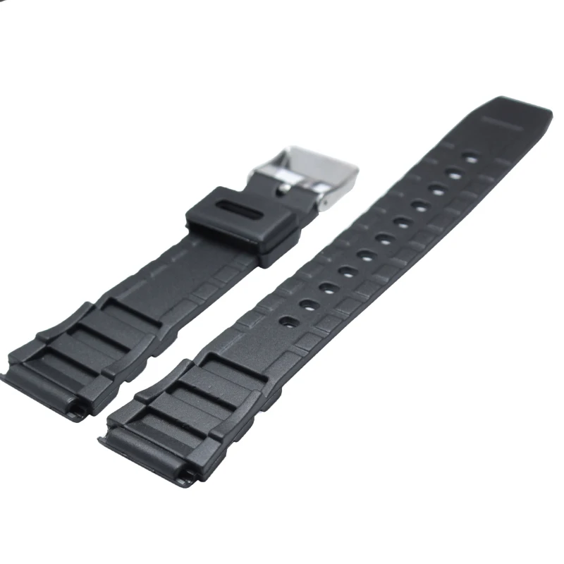 Watch Band Strap For Casio Black Sport Diving Watchband 18 20 22mm Men Silicone Bracelet With Silver Stainless Steel Pin Buckle