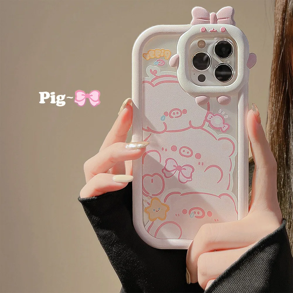

Pink Cute Pig Monster Lens Phone Shell For IPhone14 14Pro 11 12 13 Pro Max Case X XS Max XR Phone case 7Plus 8Plus case