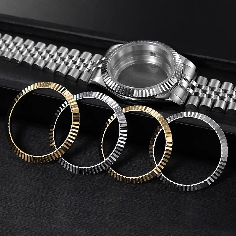 For Rolex 41mm dial dog tooth bezel NH35 movement ring stainless steel case Watch Case 35.8m 39mm Stainless Steel Outer rin