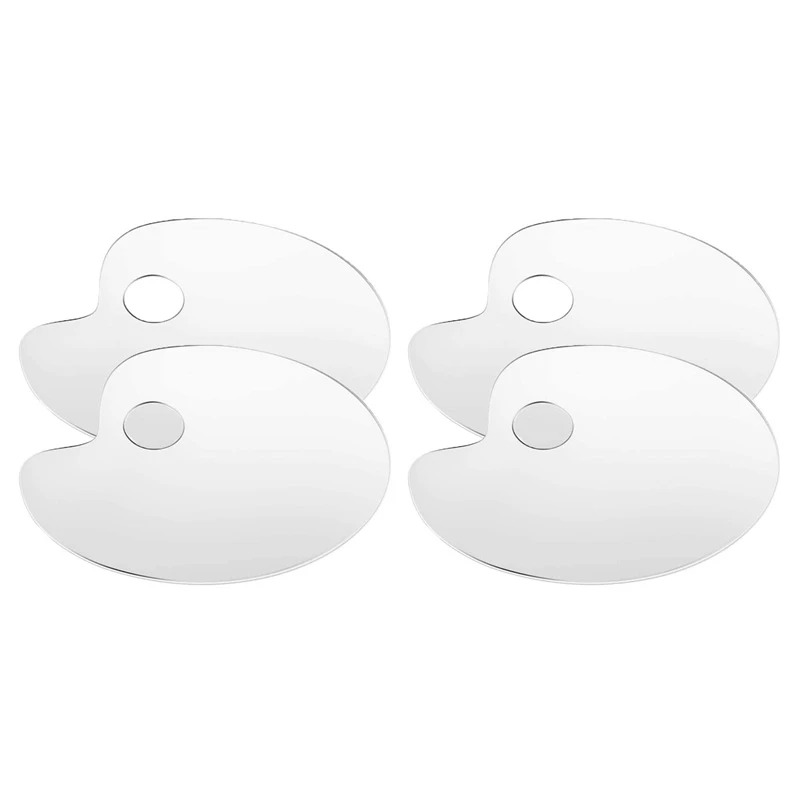 

4Pcs Acrylic Artist Paint Palette 11.8 x 7.9 Inch Clear Oval Paint Palette Easy Clean Art Paint Pallet