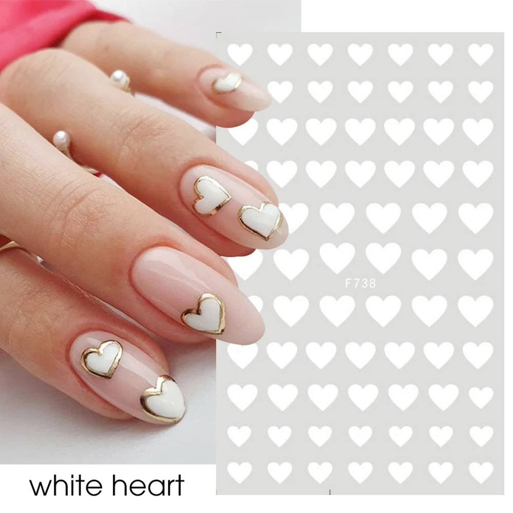 

3D Love Heart Star Red Black White Nail Stickers Self-Adhesive Decals DIY Manicure Nail Art