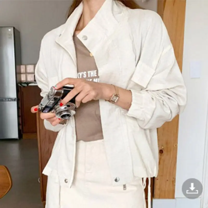 

Autumn Linen Cotton Blouse Coat tooling style Elegant Korean Jacket Women Oversized Vintage Casual Women's Jackets 2022 Autumn