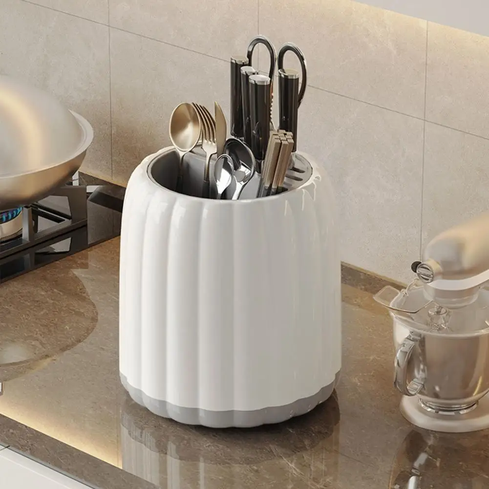 

Durable Cutter Holder 360 Degree Rotatable with Draining Tray Lightweight Cutlery Storage Holder Household Supplies