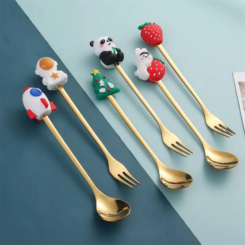 

Fruit Shape Handle Teaspoon Flatware Coffee Spoon Children Scoop Cartoon Tableware Dessert Cake Spoon Kitchen Accessories