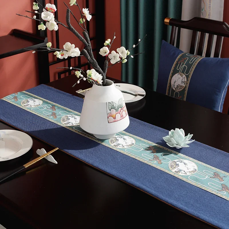 

Новинка 2022, настольный флаг в китайском стиле, настенный коврик с флагом для стола, простые украшения из хлопка и льна для чайного стола