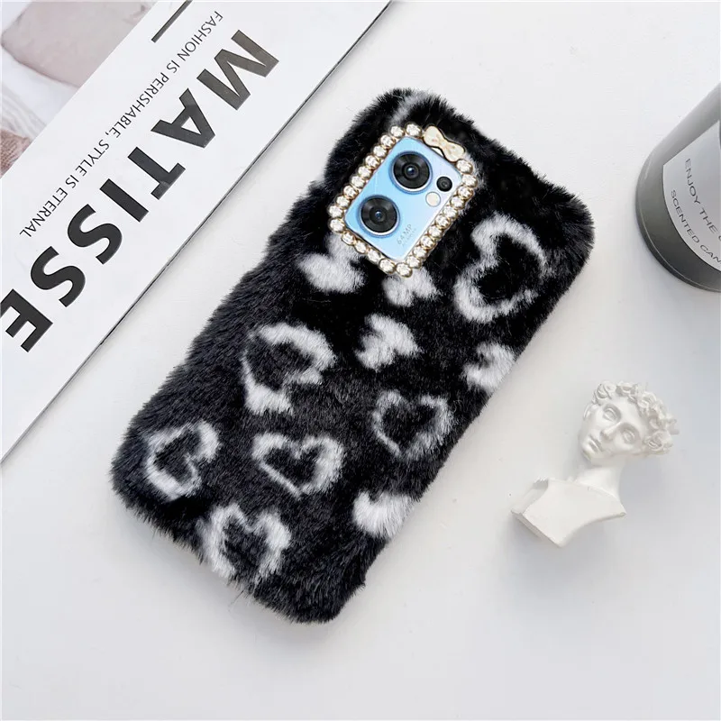 

For OPPO A57S A77 4G Find X5 Lite case Rabbit Fluffy Fur Phone Cover Realme 10 Pro 9 8 8i C35 C33 Realme GT Neo 2 Narzo 50A Case