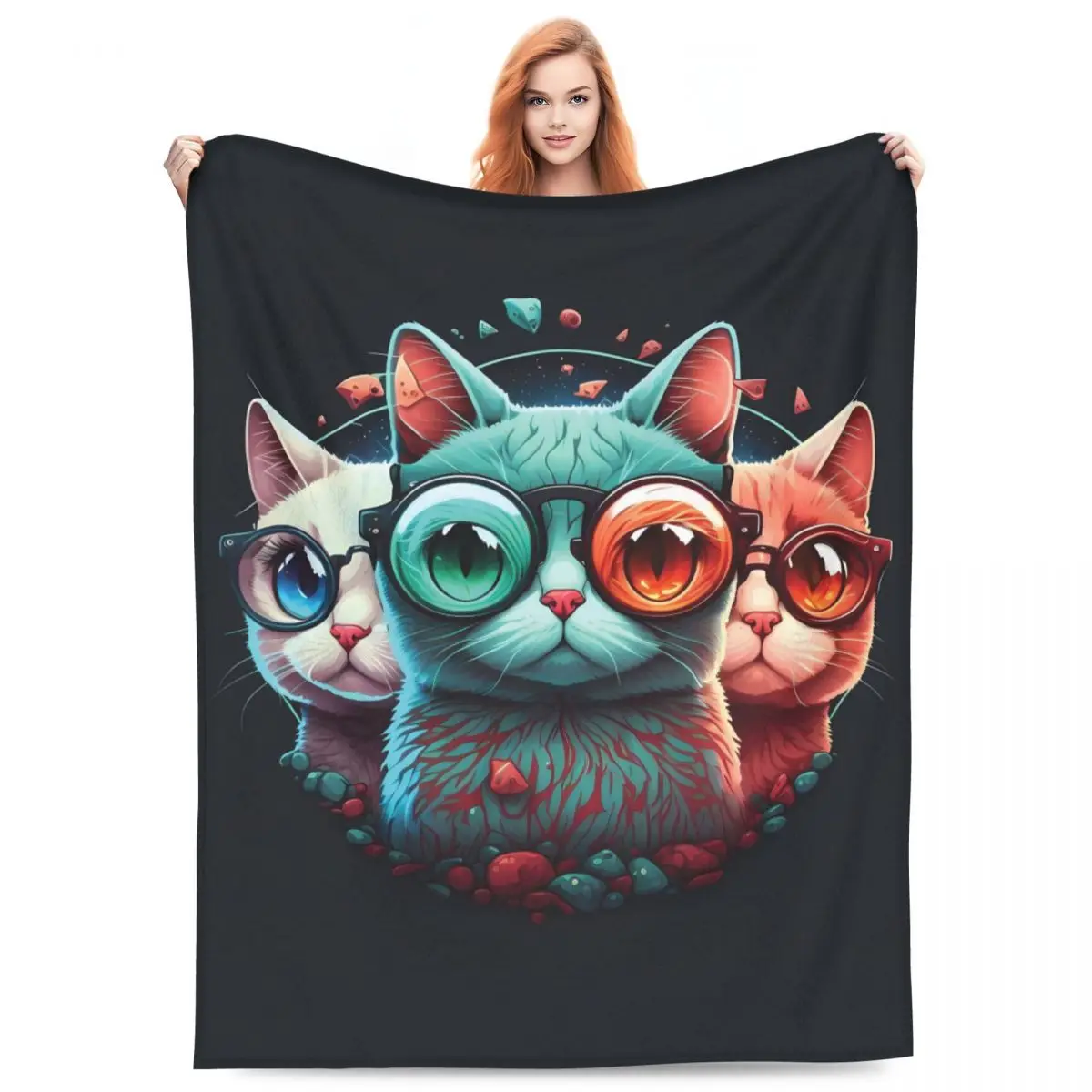 Супермягкое одеяло с милым котом мультяшное животное плед для пикника зимнее