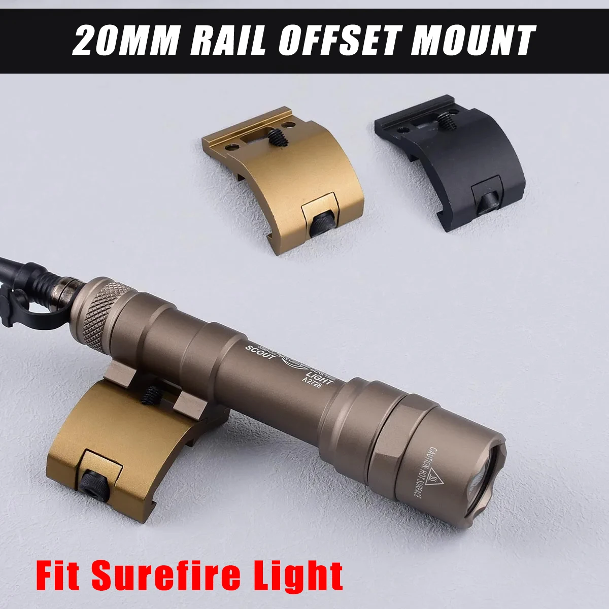 Фото Крепление для фонаря на 20-мм планку Picatinny, алюминиевое, для SureFire Flashlight Scut Light M600C M600B M300B M300C №1