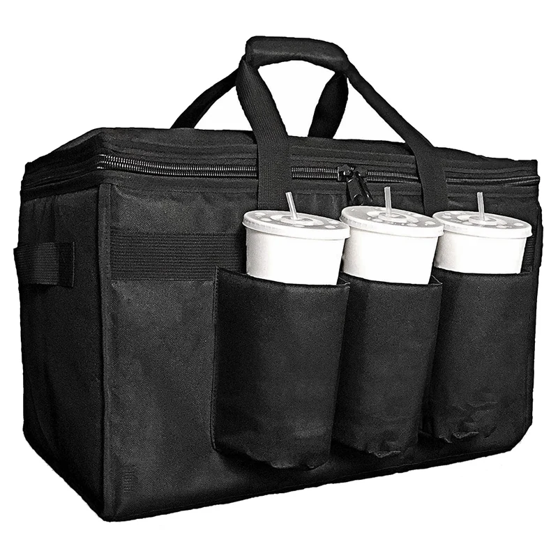 

1 PCS Food Delivery Bag Black 600D Oxford Cloth For Beverages, Grocery, Pizza, Commercial Quality Hot And Cold