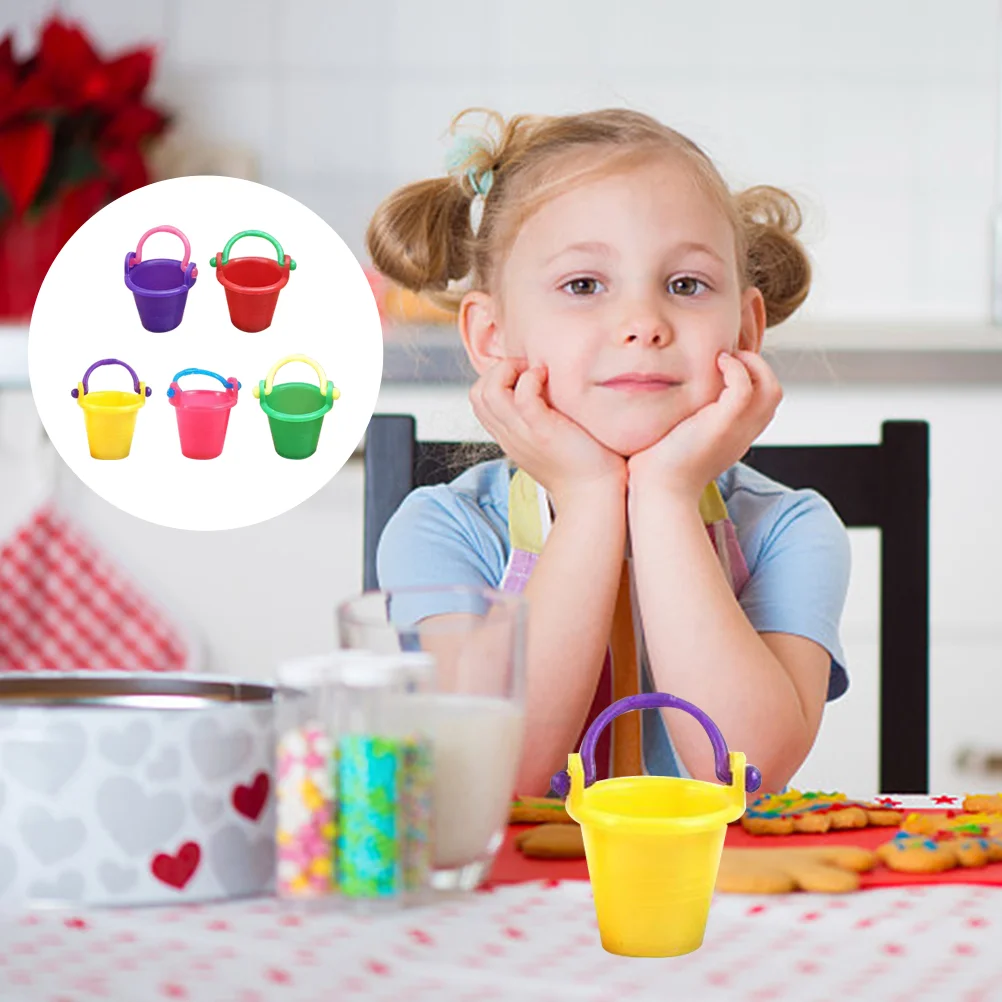 

Buckets Mini Miniature Buckethouseplastic Beach Kidsmodel Decor Scene Decoration Sand Crafts Accessory Party Pail Toy Props Toys