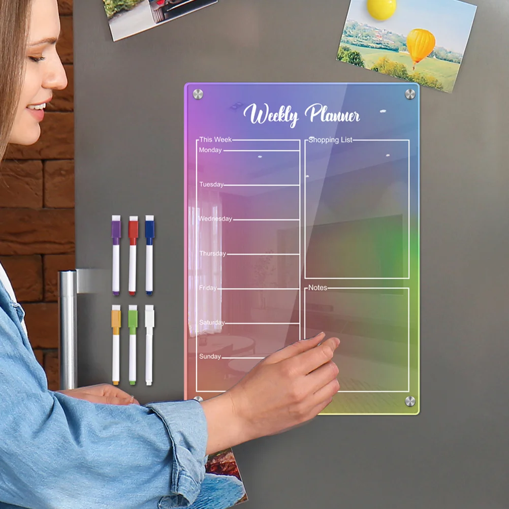 

Whiteboard Calendar Colored Refrigerator Magnetic Dry Erase Three-dimensional Planner Fridge Acrylic Weekly