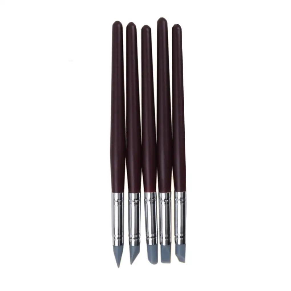 

5pcs/set Clay Pottery Sculpting Pencil Nail Art Cake Crafting Engraving Silicone Pen sculpture Tools 3mm