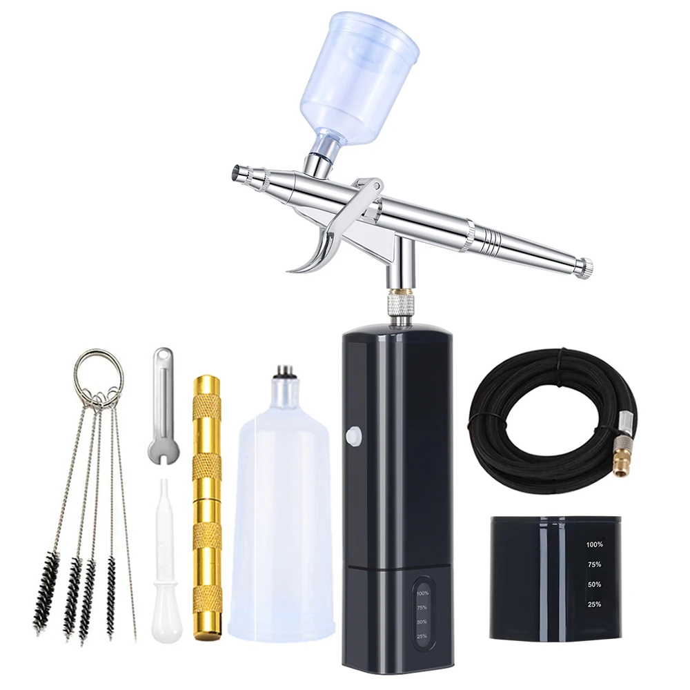 Airbrush Compressor Battery Replaceable Cordless Kit Trigger Spray Pen With Power Display Multi-purpose For Car Paint Makeup