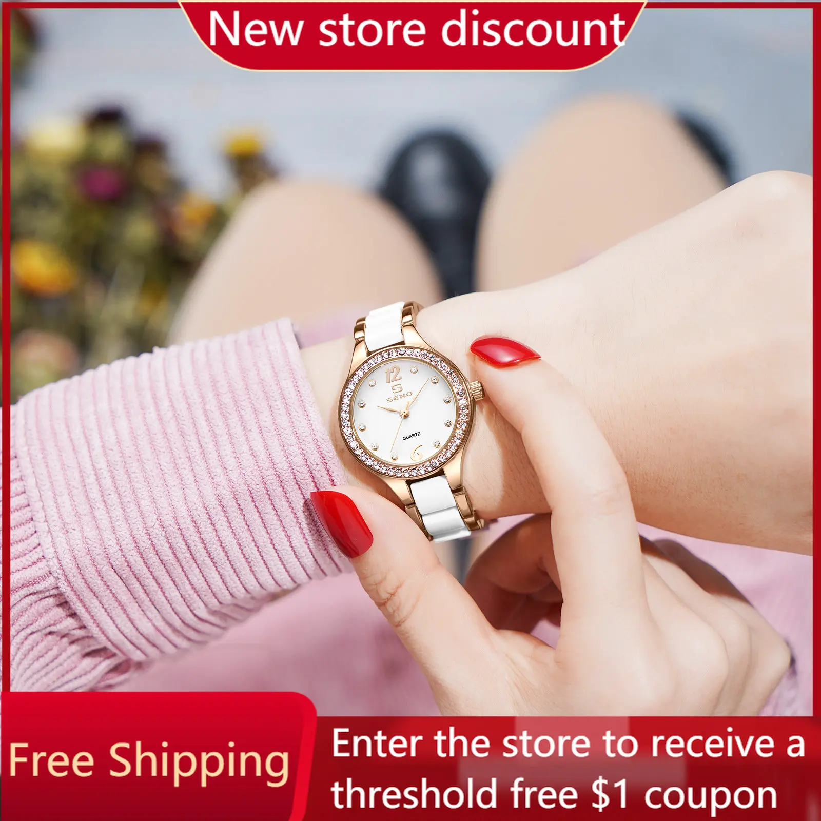 

Ceramic Strap Waterproof Women's Watch Fashion Quartz Watch