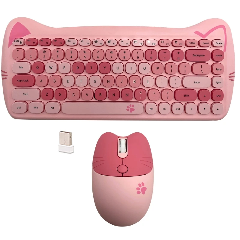 

R2LB Colorful Computer Wireless Keyboard Mice Combo Retro Typewriter Flexible Keys Office Keyboard 2.4GHz Optical Mouse