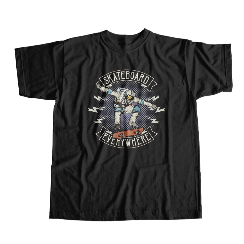 

Drop Shipping 100% Cotto Short Sleeve Astronaut Skate Print Men T Shirt Summer Loose Men T Shirt Skateboard Men Tshirt Tee Shirt