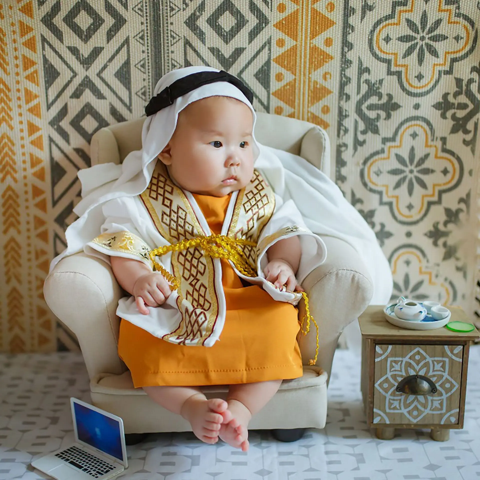 

Newborn Photography Props Baby Clothes Boy Clothing Boys Accessories 100-day-old Art Photo Arabian Theme fotografia acessorios