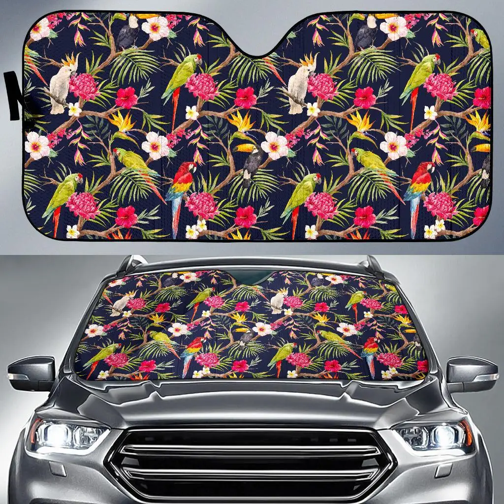 

Parrot Toucan Tropical Pattern Print Car Sun Shade
