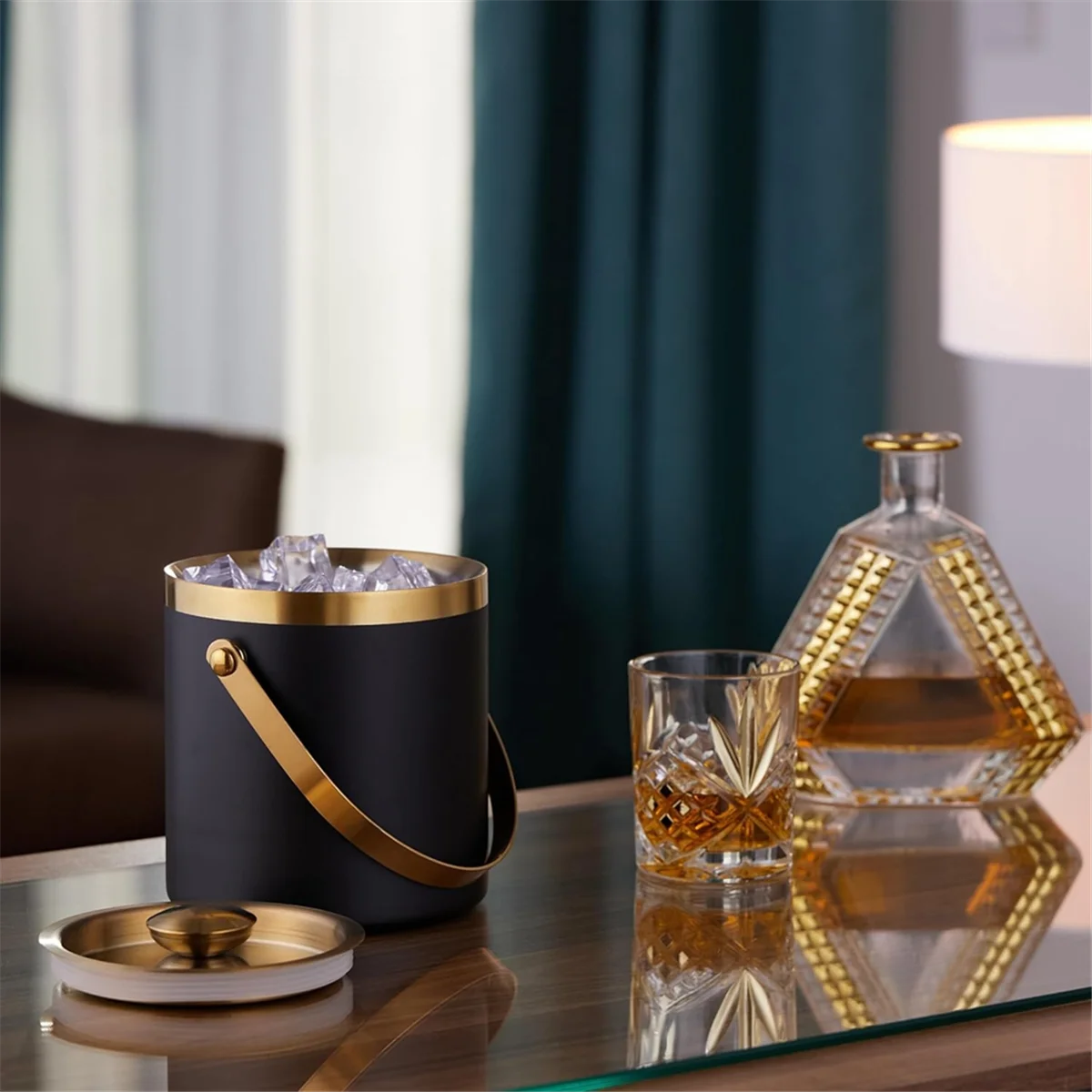 Ведро для льда нержавеющая сталь двойные стенки ведро с крышкой и ручкой 2 л