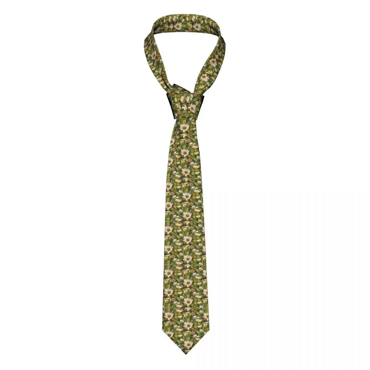 

70s Daisy Flower Necktie Men Women Casual Polyester 8 cm Wide Neck Tie for Mens Suits Accessories Cravat Office