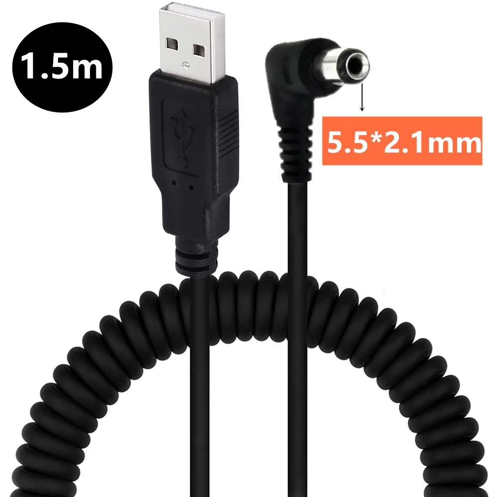

1,5 м пружинный Выдвижной USB 2,0 вращение постоянного тока 5,5x2,1 мм колено 5 в 2 а Удлинительный кабель тока 5521