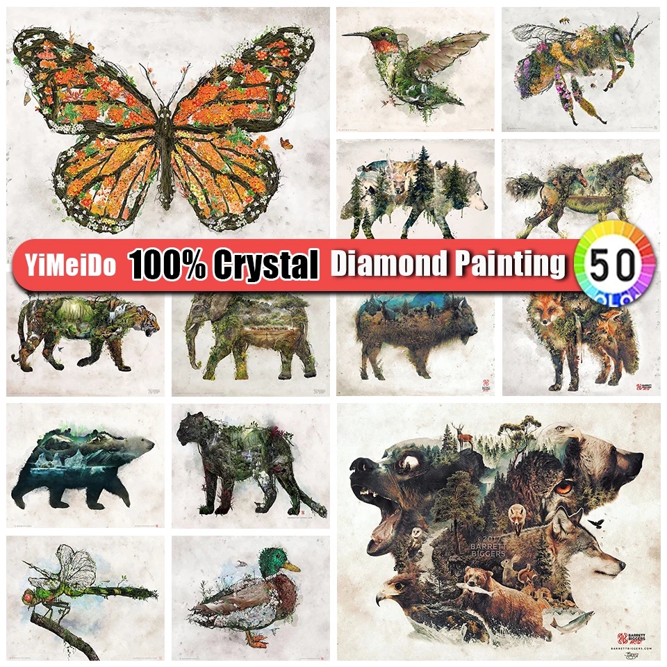 

YiMeiDo 100% алмазная живопись с кристаллами волк абстрактный пейзаж полная 5d мозаика Алмазная вышивка с животными вышивка крестиком домашний декор