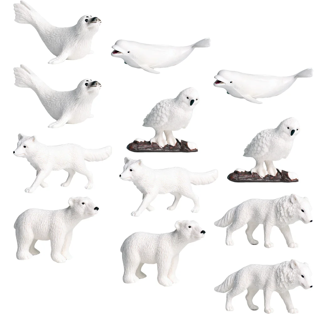 

12Pcs Arctic Animals Miniature Animals Model Figures Educational Desk Decor