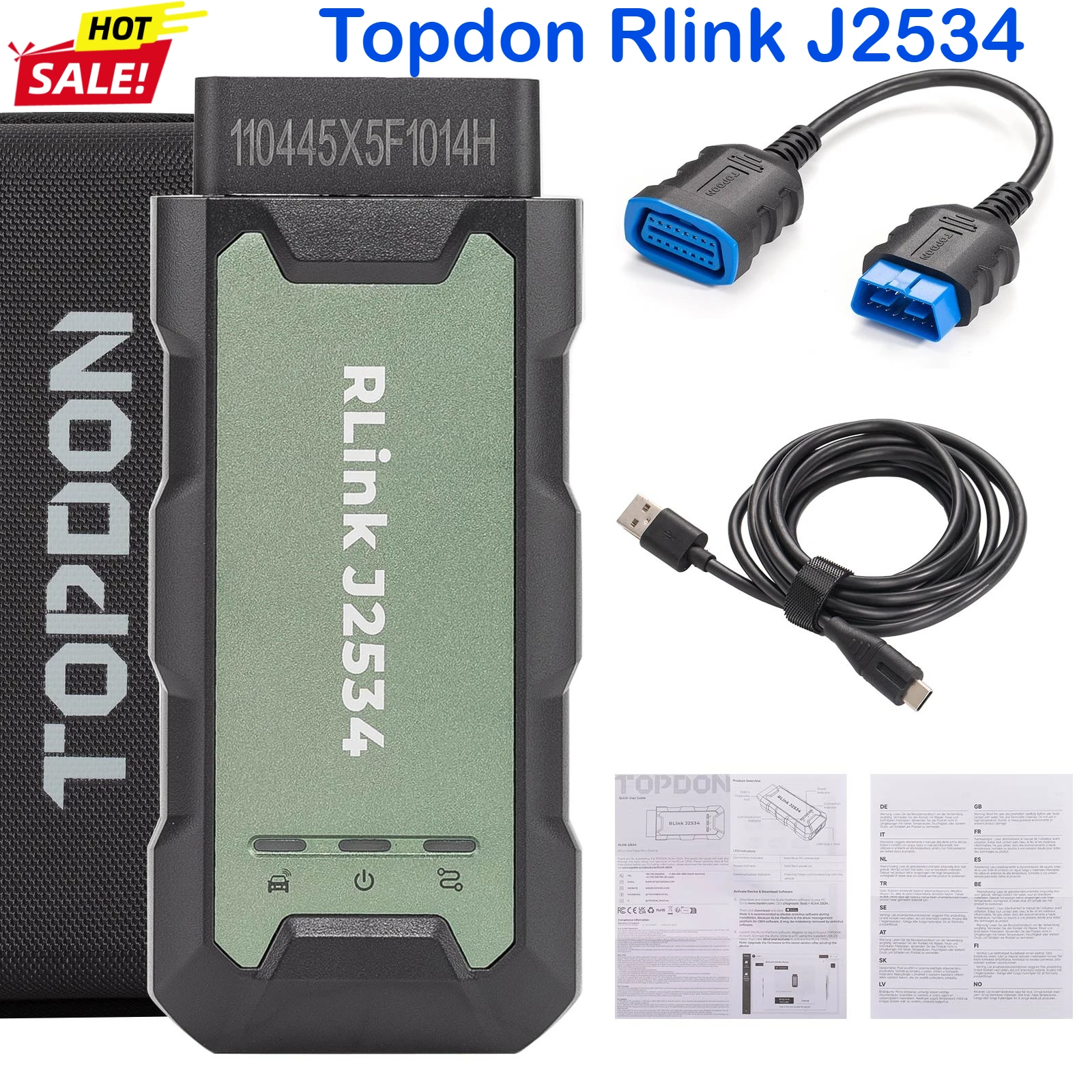 

Topdon Rlink J2534 Pass-Thru VCI OEM Диагностический инструмент для репрограммирования поддерживает J2534 D-PDU CAN-FD DoIP, совместимый с 17 брендами