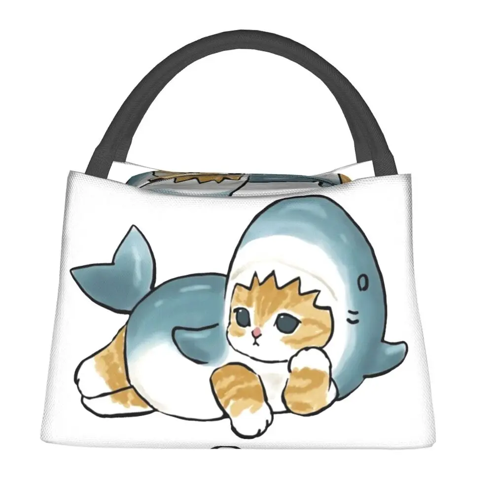 

Термоизолированные сумки для обеда с кошкой и акулой, Женская мультяшная Портативная Сумка-тоут для обеда с рисунком манги и животных, многофункциональная коробка для еды для работы и путешествий