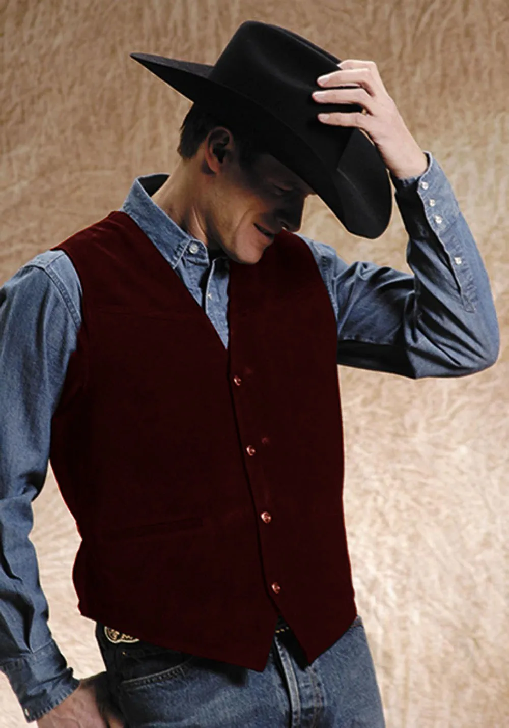 Мужской жилет из коровьей кожи в ковбойском стиле стимпанк |