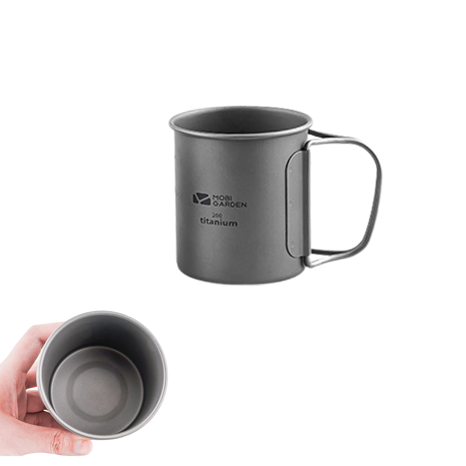 

Titanium Water Mug Camping Titanium Cup With Portable Foldable Handle Lightweight Heat Resistant Coffee Mug Tea Cup For Hiking