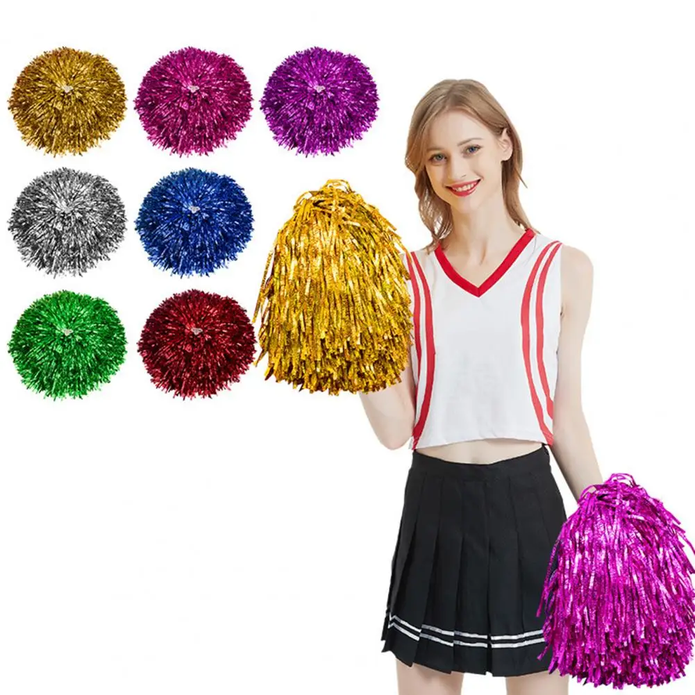 

Cheerleader Hand Flower Eco-friendly Dance Pompoms Glitter 2 Holding Ring Football Basketball Match Pompon Refueling