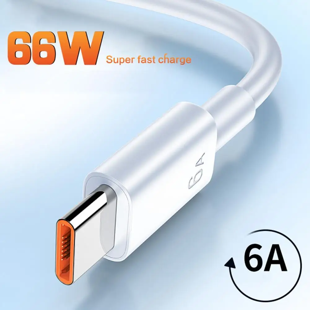 

66W 65W 6A Super Dart Charger Cable Fast USB Type C Charging Data Cord for Xiaomi Poco M3 X3 NFC F2 Mi 11 9 Samsung Huawei OPPO