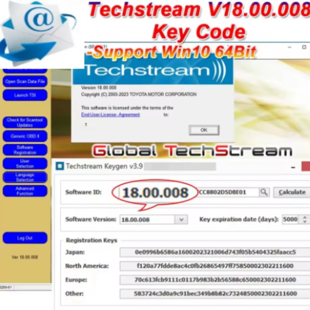 Фото Программное обеспечение TIS Techstream 18.00.008 Ссылка и активный код Новейшая версия работает с MINIVCI MINI VCI V160 Pro J2534 для TOYOTA №1